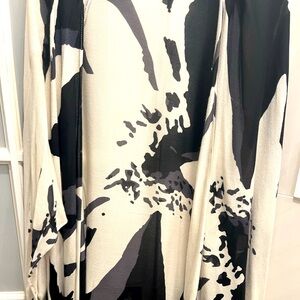 Cream and black Abstract print cape/cover all